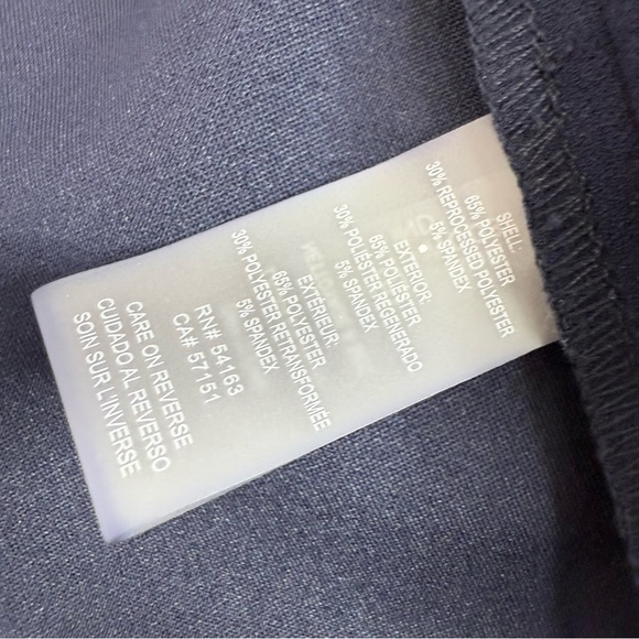 Calvin Klein dress ribbon bow tie up neck detail gold zipper Navy Midi Dress - Picture 11 of 13